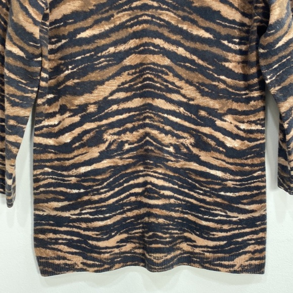Talbots Pure Cashmere Tiger Print Sweater Women's Medium Black/Brown - Picture 3 of 9